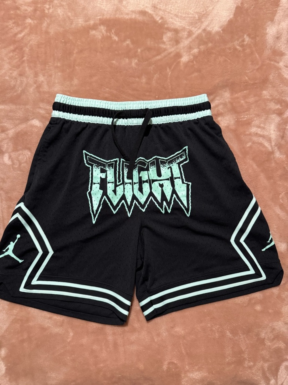 Air Jordan Men’s Mesh Diamond Shorts, Black/Mint, Size Large
